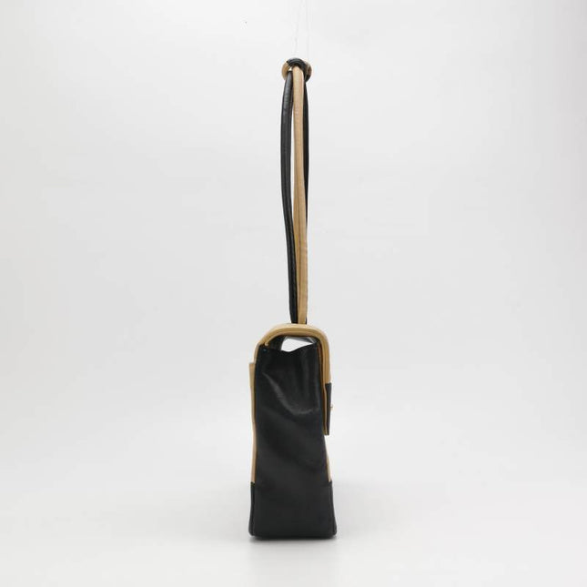 Chanel Matelasse 2.55 Bi-color Beige and Black Lambskin Leather Strap Shoulder Bag, 2000-2002