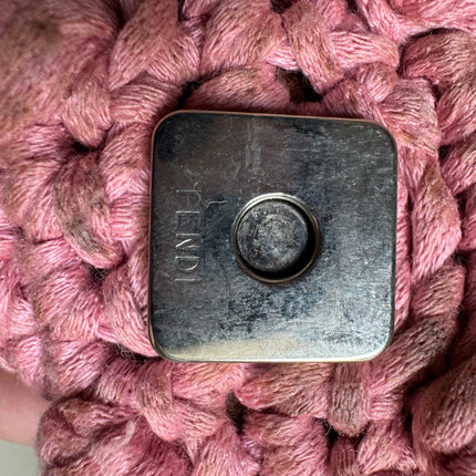 Fendi Baguette Bag Pink Crochet Knit Wool Pompom Shoulder Bag