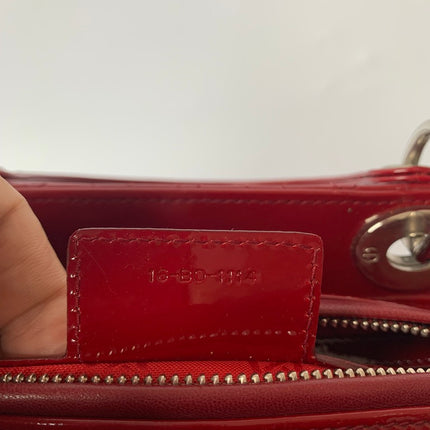 Sold Lady Dior Medium Bag Red Patent Leather