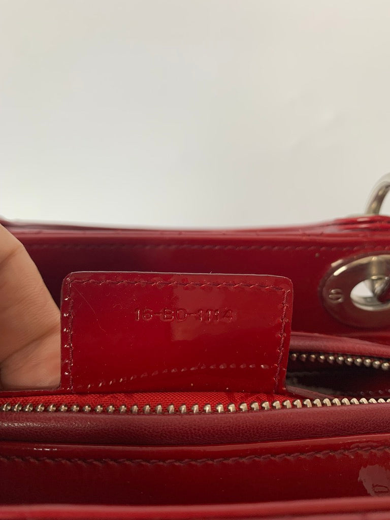 Sold Lady Dior Medium Bag Red Patent Leather