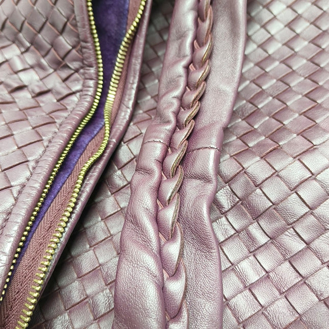 Bottega Veneta Veneta Hobo Maxi Purple Intrecciato Leather Bag 51cm