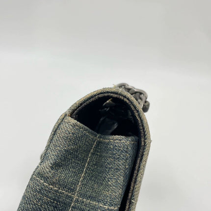 Chanel Ice Cube Chocolate Bar Medium Classic Flap Denim Green