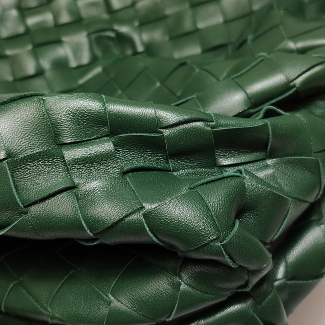 Bottega Veneta Pouch Large Intrecciato Dark Green Calfskin Leather Clutch