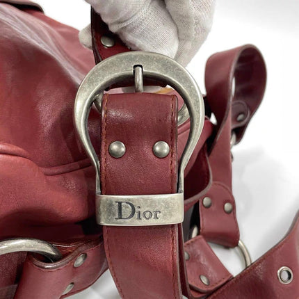Dior Vintage Gaucho XL Red Leather Crossbody Bag 42cm