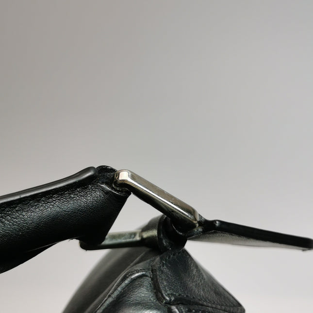 Loewe Puzzle Large Black Smooth Leather White Logo