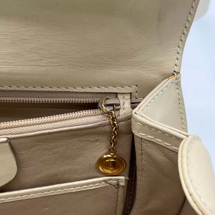 Gucci Bamboo 1947 Vintage Small White Box Leather Top Handle and Leather Strap Bag