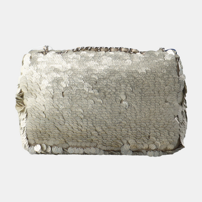 Chanel Paillette Flap Bag Rectangular Mini Glitter Sequins Neutral