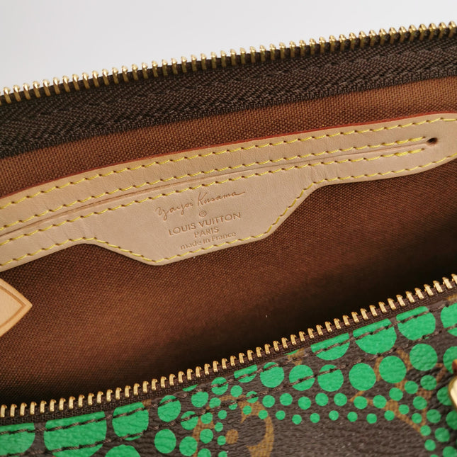 Louis Vuitton Kusama Town Speedy 30 Green Top Handle Bag