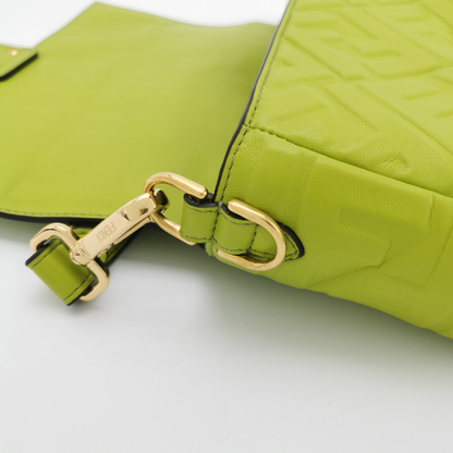 Fendi Baguette Lambskin Leather Crossbody Bag Medium Lime Green