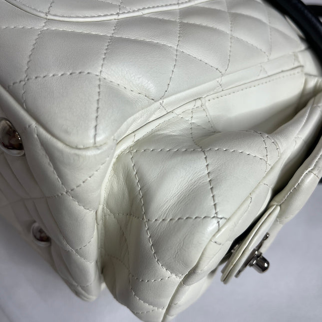 Chanel Cambon Multi-pocket Ligne Reporter Bag Large White Calfskin Leather