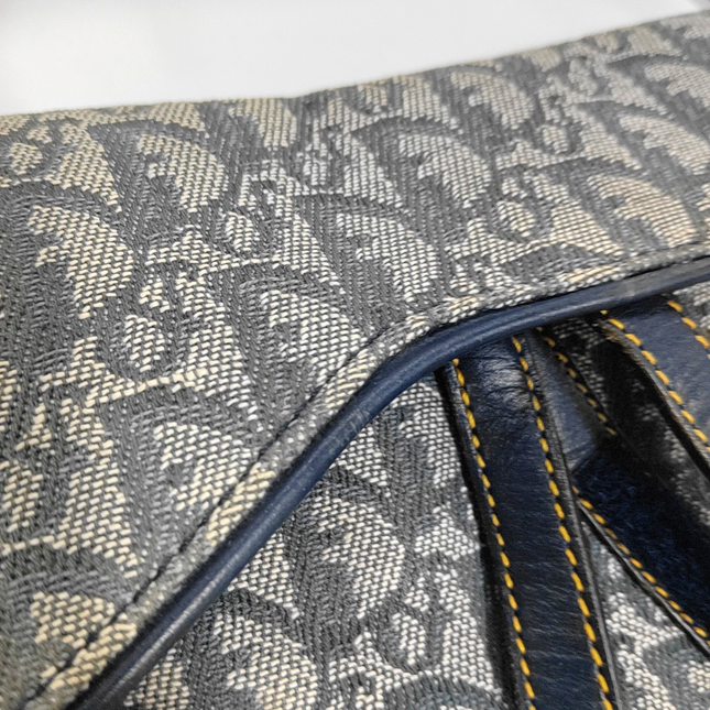 Dior Saddle Vintage Navy Oblique with Multicolor Silk Lining