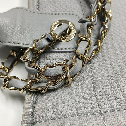 Chanel Deauville Tote Medium Grey Denim Top Handle