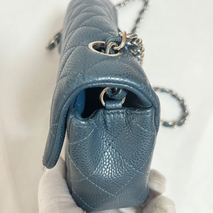 Chanel Classic Flap Rectangular Mini Navy Caviar Leather Silver Hardware 2015-16