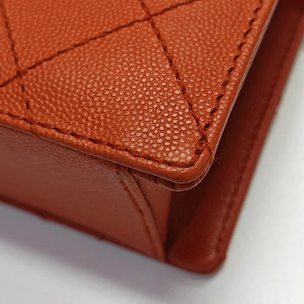 Chanel Vintage Small Matelasse Orange Caviar Leather Top Handle Bag