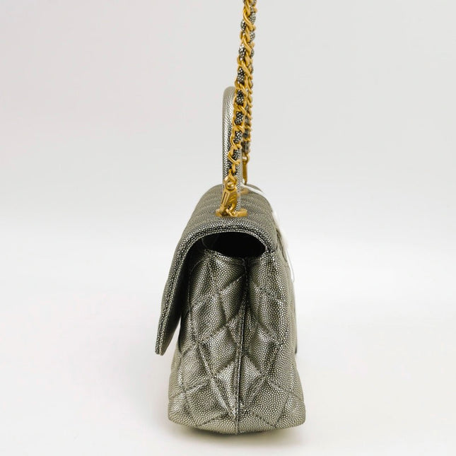 Chanel Coco Handle Small Metallic Caviar Leather Gold Hardware, 2019