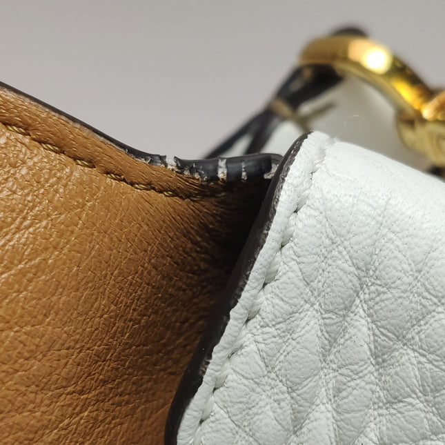 Fendi Baguette Selleria Medium White Calfskin Leather Crossbody Bag