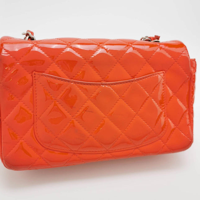 Sold Chanel Classic Flap Square 2014 Orange Patent Leather Bag