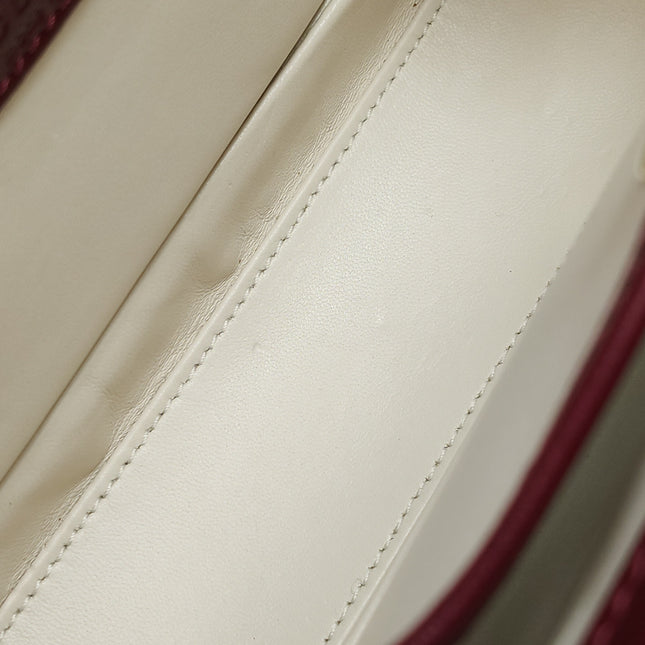 Gucci Bamboo 1947 Small Ancora Red Burgundy Patent Leather Top Handle Bag