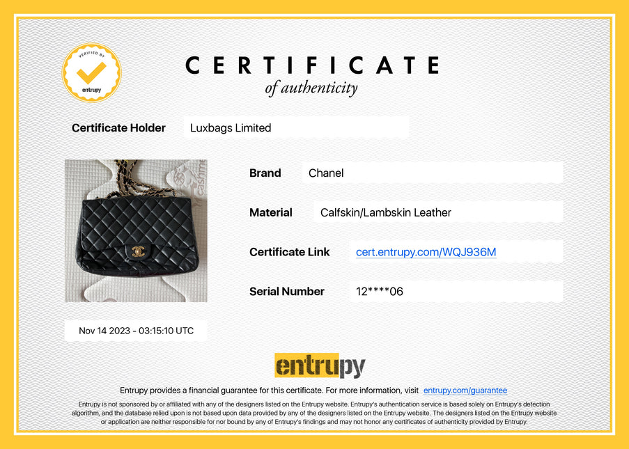 Sold Chanel Classic Flap Jumbo Vintage Black Lambskin Leather with 24k Gold Hardware