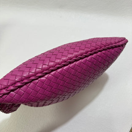 Sold Bottega Veneta Veneta Hobo Medium Deep Fuchsia Pink Intrecciato Leather Bag 40cm