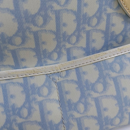 Dior No. 1 Rasta Trotter Bowling Bag Blue Oblique Canvas White Patent Leather