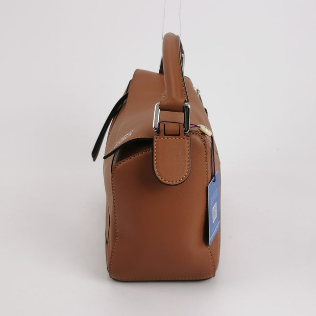 Loewe Puzzle Small Tan Brown Calfskin leather Bag White Logo