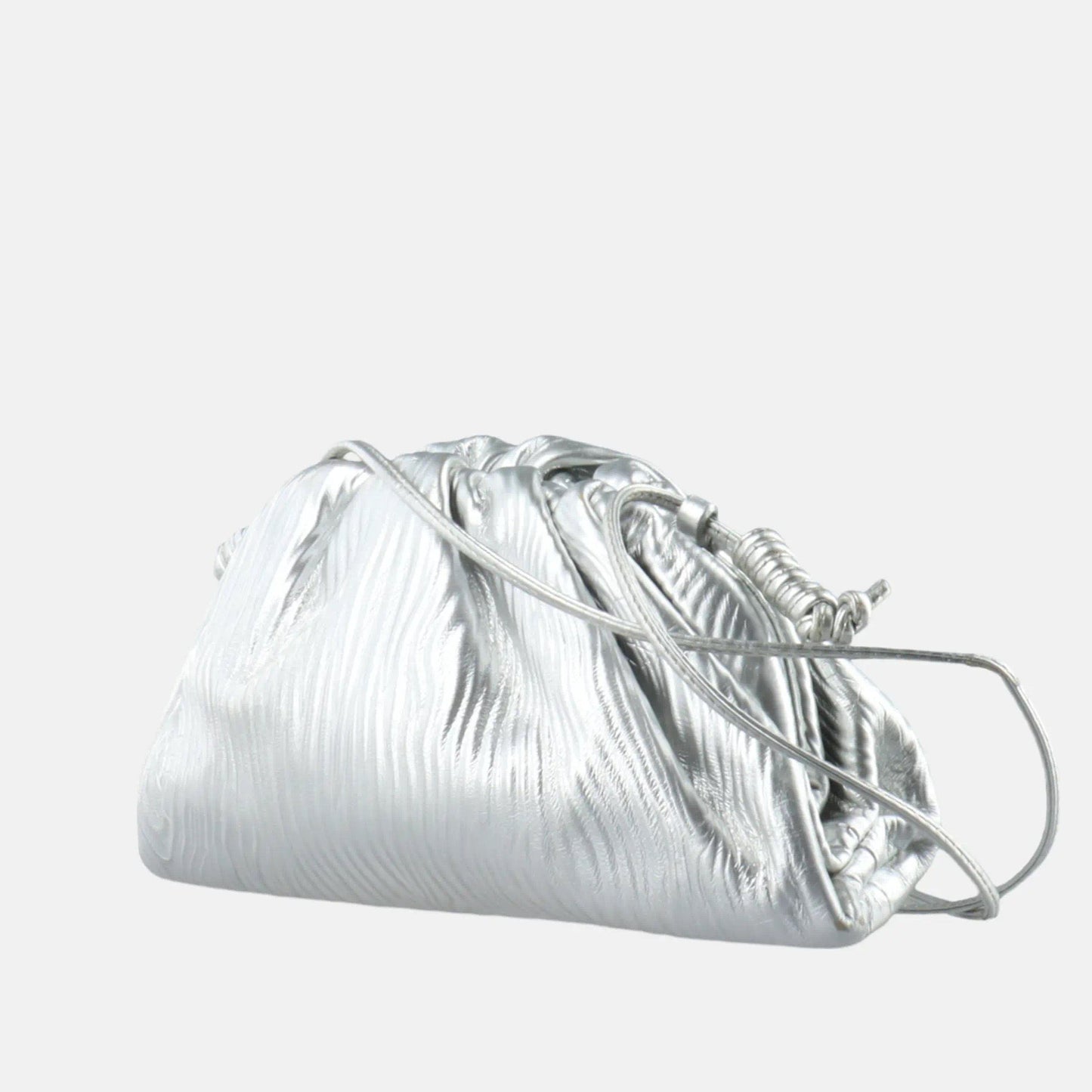 Sold Bottega Veneta Pouch Mini Silver Lambskin Leather Tree Trunk Swirl pattern