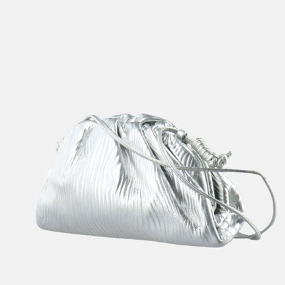 Sold Bottega Veneta Pouch Mini Silver Lambskin Leather Tree Trunk Swirl pattern