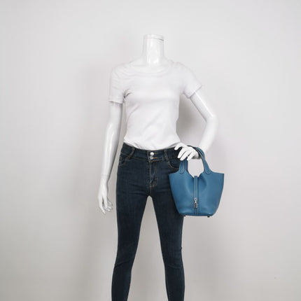 Hermes Picotin 18 Clemence Taurillon Leather Blue Jean 2015