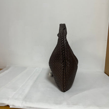 Bottega Veneta Veneta Hobo Intrecciato Chocolate Brown Medium Lambskin Leather 47cm