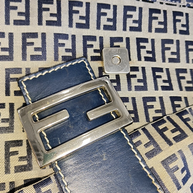 Sold Fendi Baguette Navy Zucchino Print Monogram
