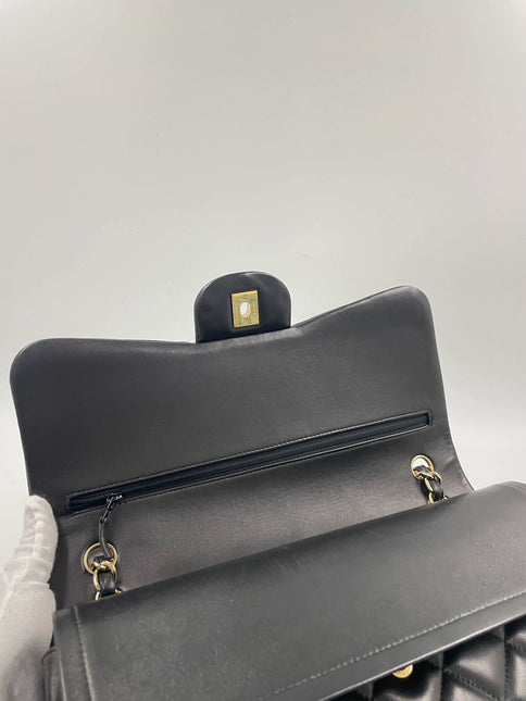 Sold Chanel Classic Flap Jumbo 2012 Black Lambskin Leather Double Flap with Gold Hardware