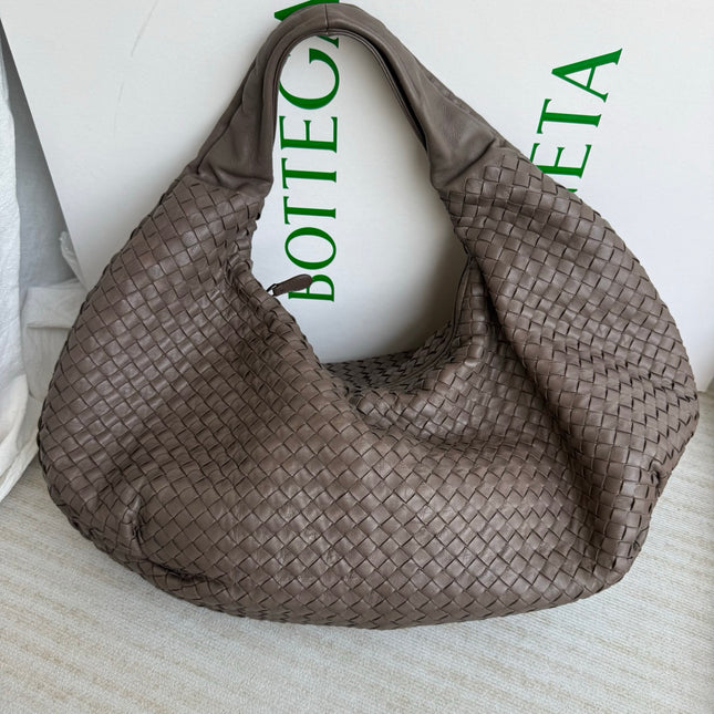 Bottega Veneta Belly Hobo Intreccio Leather Grey Large 50cm-Luxbags