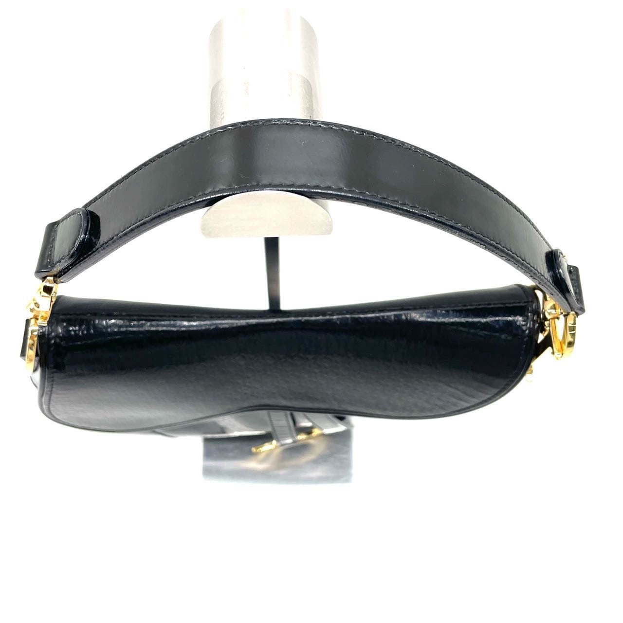 Dior Saddle Small Vintage Shoulder Bag Black Patent Leather