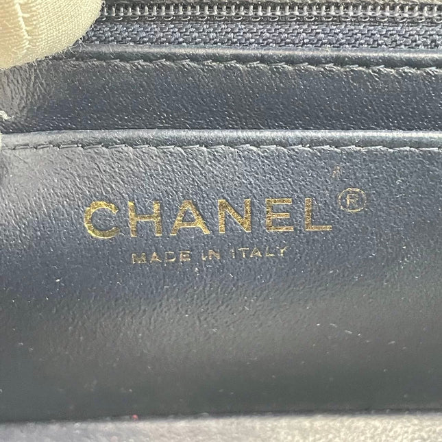 Chanel Classic Flap Mini Rectangular Navy Lambskin Leather Gold Hardware Microchip