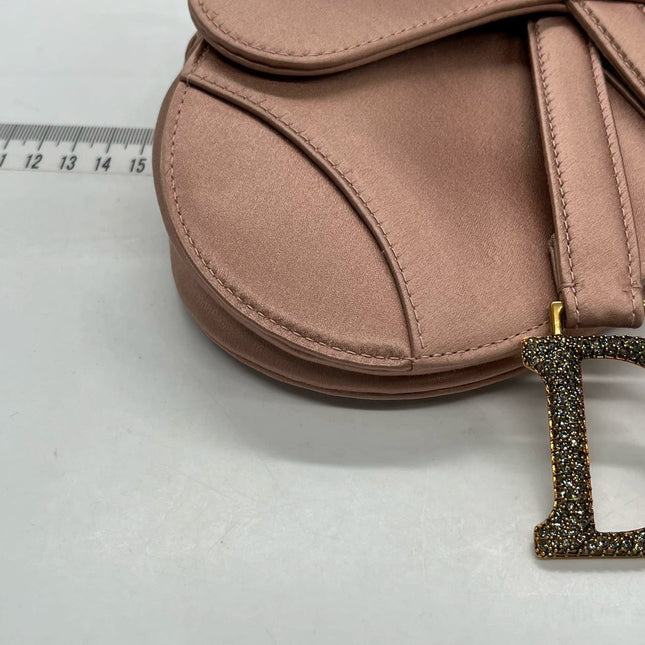 Sold Dior Saddle 2019 Mini Silk Pink with Crystal Embedded Buckles
