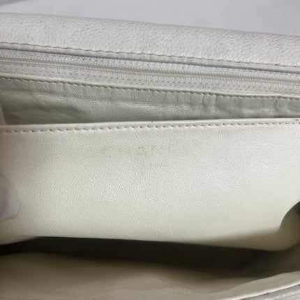 Chanel Classic Flap Maxi White Caviar Leather Silver-tone Hardware Giant CC Logo