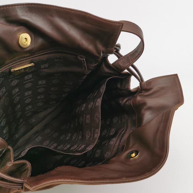Loewe Flamenco Medium Brown Suede Leather Shoulder Bag 28cm