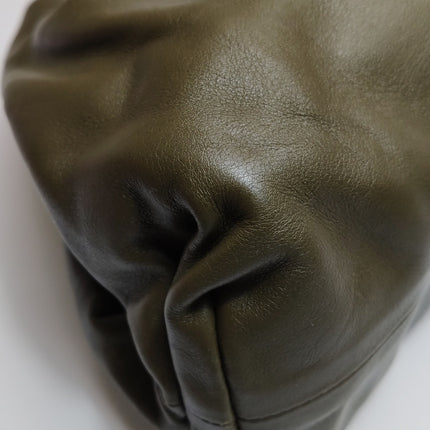 Bottega Veneta Pouch Calfskin Leather Dark Green Large