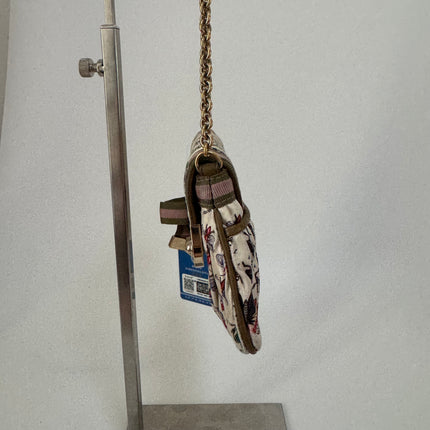 Gucci Padlock Silk Chain Shoulder Bag White Floral with Bee Charm
