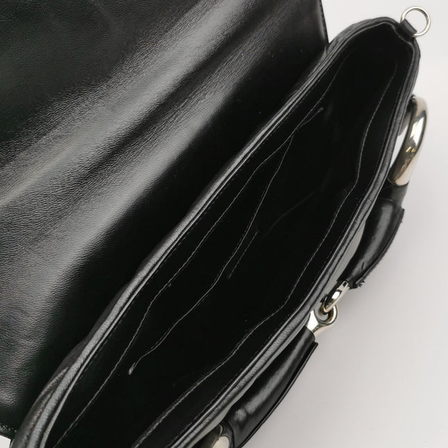 Gucci Horsebit 1955 Chain Shoulder Bag Large Black Padded Leather S23