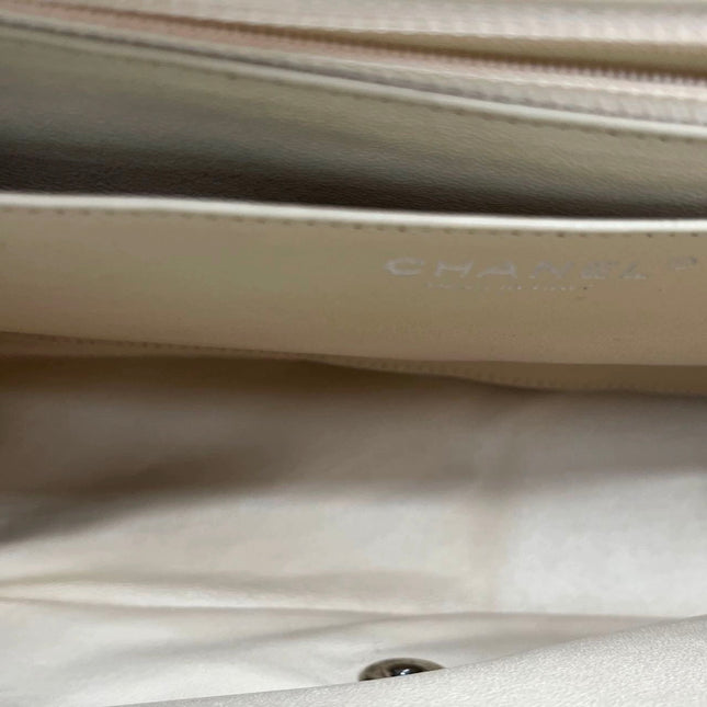 Chanel Classic Flap Jumbo 2009 Beige Caviar Leather Single Flap Silver Hardware