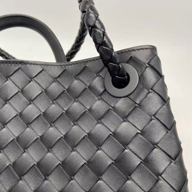 Bottega Veneta Andiamo Medium Black Intrecciato Leather Handbag