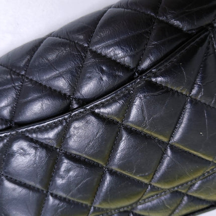 Chanel 2.55 Wallet on Chain Quilted Black Calfskin Leather Beatles Charms Gold Hardware