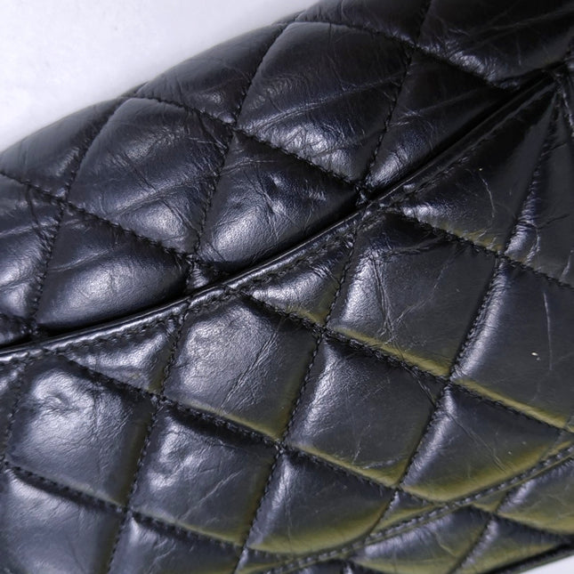 Chanel 2.55 Wallet on Chain Quilted Black Calfskin Leather Beatles Charms Gold Hardware