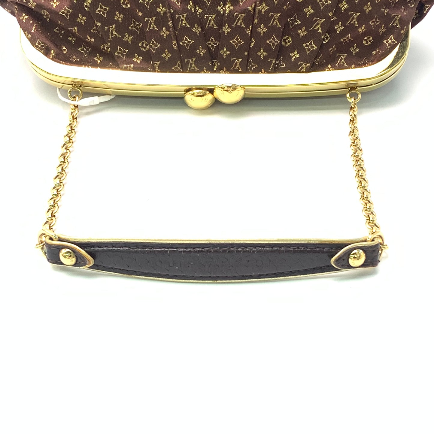 Louis Vuitton Brown Monogram Satin Aumoniere Evening Clutch Bag