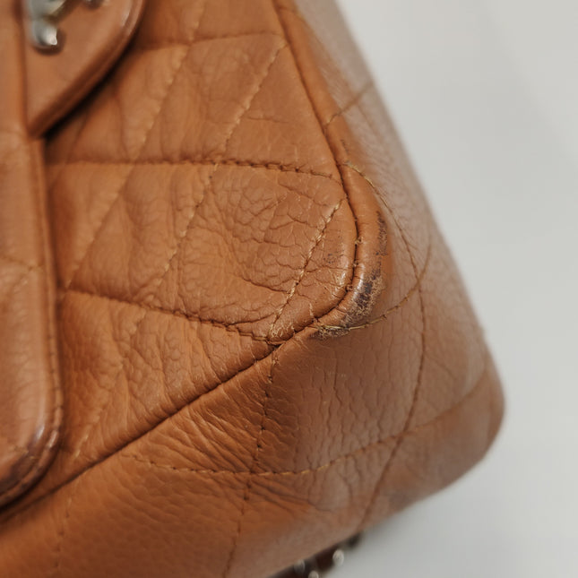 Chanel Classic Flap Rectangular Mini Tan Brown Caviar Leather