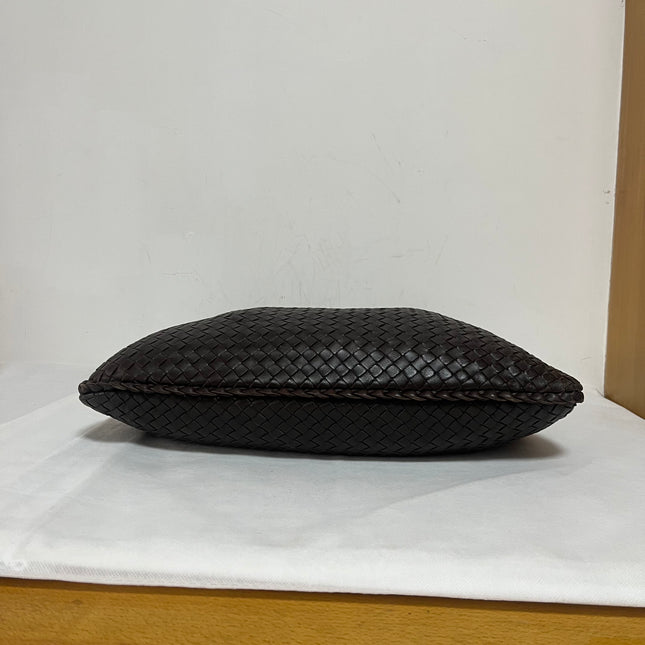 Bottega Veneta Veneta Hobo Intrecciato Dark Chocolate Brown Medium Lambskin Leather 47cm