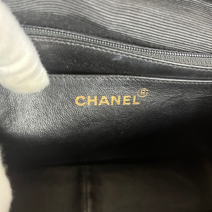 Chanel Classic Flap Maxi Black Velvet Leather Giant Gold CC Logo