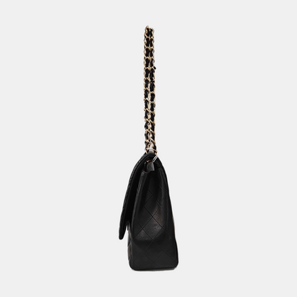 Chanel Classic Flap Maxi Black Lambskin Leather Single Flap with Gold Hardware 2009-2010